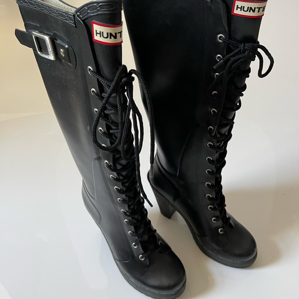 Hunter Lapins Lace Up Heel Rain Boots